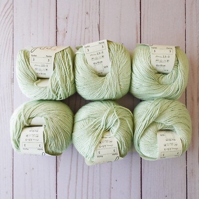 GGH Bambu Yarn ~ Lot of 6 ~ #3 Pistachio ~ 100% Bamboo Rayon ~ Extra Soft