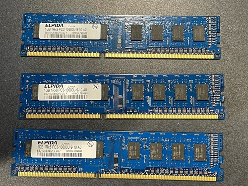 Lot De 20 Barrettes Mémoire DDR3 1GB PC3-10600 1333MHz - Occasion Testées OK - Générique
