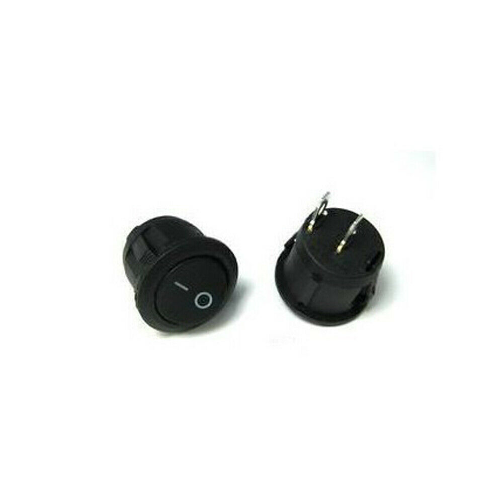 2x Small Black Round Rocker On Off Switch I/O Mini 12V DC SPST Circular ...