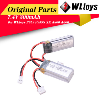 2 Stück 7,4V 300mAh LiPo Akku für WLtoys F959 F959S XK A800 A600 RC Flugzeuge