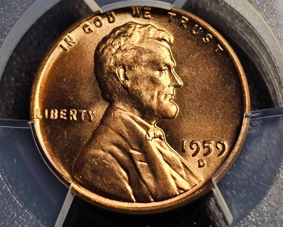Lincoln 1st Memorial 1c Cent Penny 1959-D PCGS MS67RD Crack On Skull "L" On Rim - Image 4 of 4