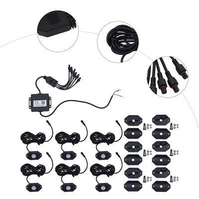 6 Pods RGB LED Rock Lights Kit Underbody Neon Lamp Music APP
