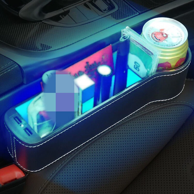 Caja de almacenamiento de asiento de larga duración para automóvil portavasos luz LED lado derecho x1 Foto 3 de 4