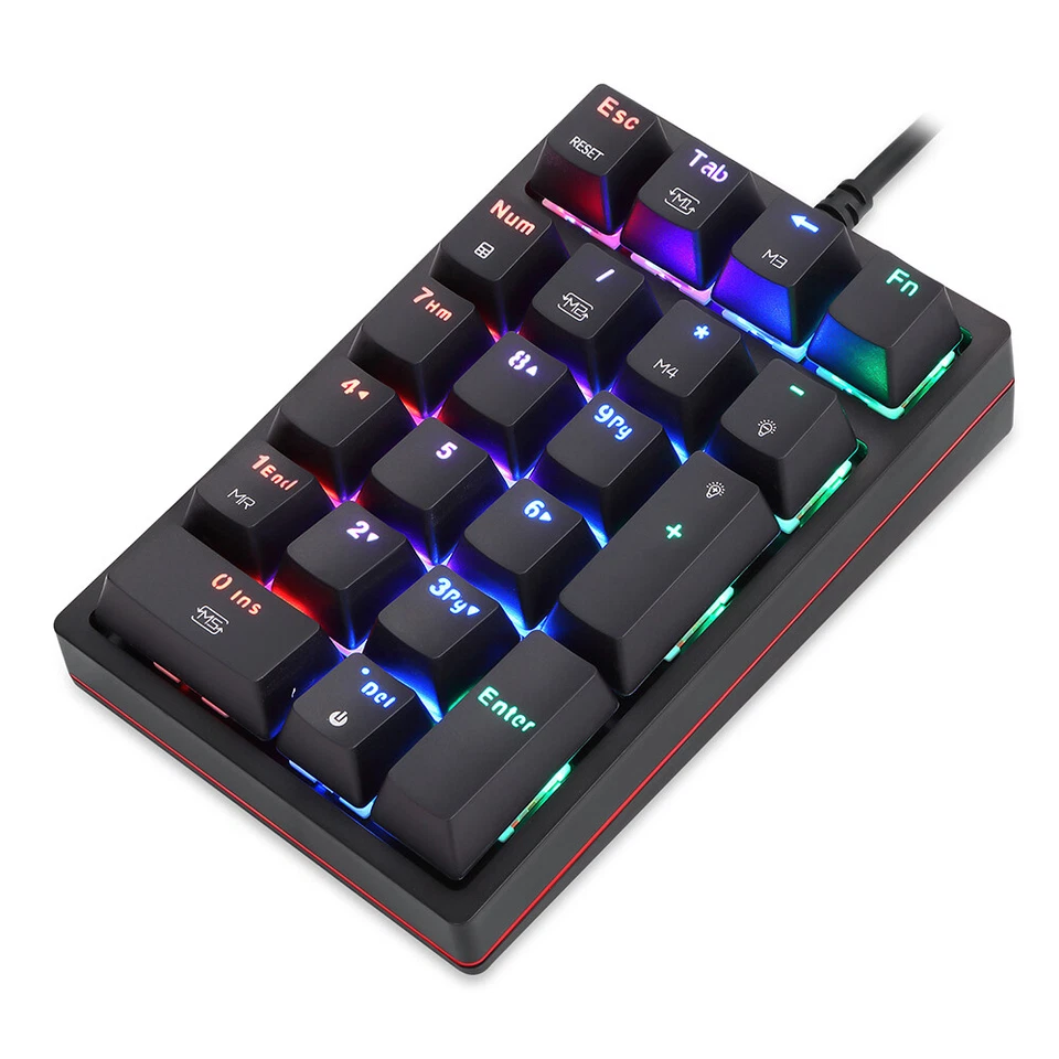 Numeric Mechanical Keyboard 21 Keys USB Wired W/ RGB Backlit OUTEMU Blue Switch - Image 4 of 4