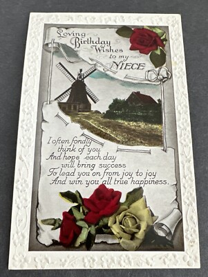 Vintage Birthday: Loving Birthday Wishes To My Niece~Farm, Windmill & Roses