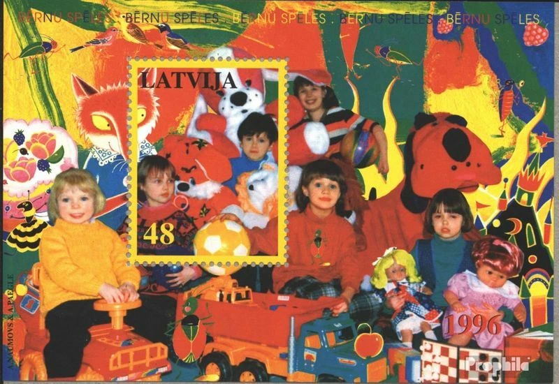 Letonia Bloque 8 nuevo 1996 juegos infantiles - Imagen 1 de 1