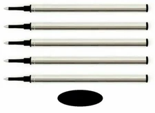 5 - Rollerball Refills for Hugo Boss Pen, Black Medium Point, Made In Germany