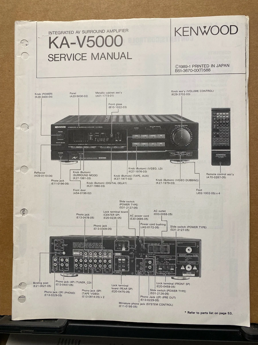 Original Service Manual for the Kenwood KA-V5000 Amplifier Amp
