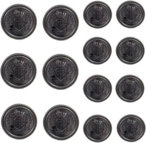 14 Pieces Antique Metal Blazer Buttons Set for Suits, Sport Coat, Uniform, Ja... - Picture 1 of 1