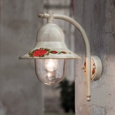 Outdoor Wall Sconce Classic Ivory and Gold Lantern 1 Light FL-170