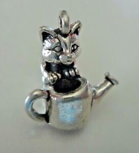 Sterling Silver 12x15mm 3D solid Cat in playful pose Charm!