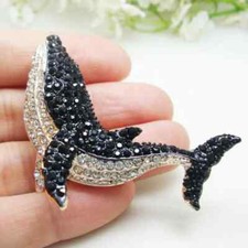 Broche prendedor colgante ballena delfín negro joyería delfín de moda