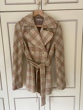 Vintage Marilyn Moore 'so Marilyn' Fawn Check 3/4 Length Coat - Uk Size 12