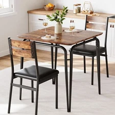 Dining Table for 2 ,Wood Square Kitchen Table and 2 Chairs Dinner ,Space Saving