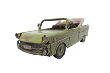 Vintage Look Tin Metal Classic 1957 Chevy Convertible Car 11"L Green