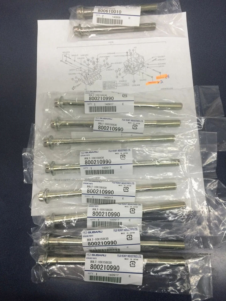 Kit de pernos de bloque principal y estuche genuino Subaru Forester Outback Legacy Turbo y no + Foto 3 de 3