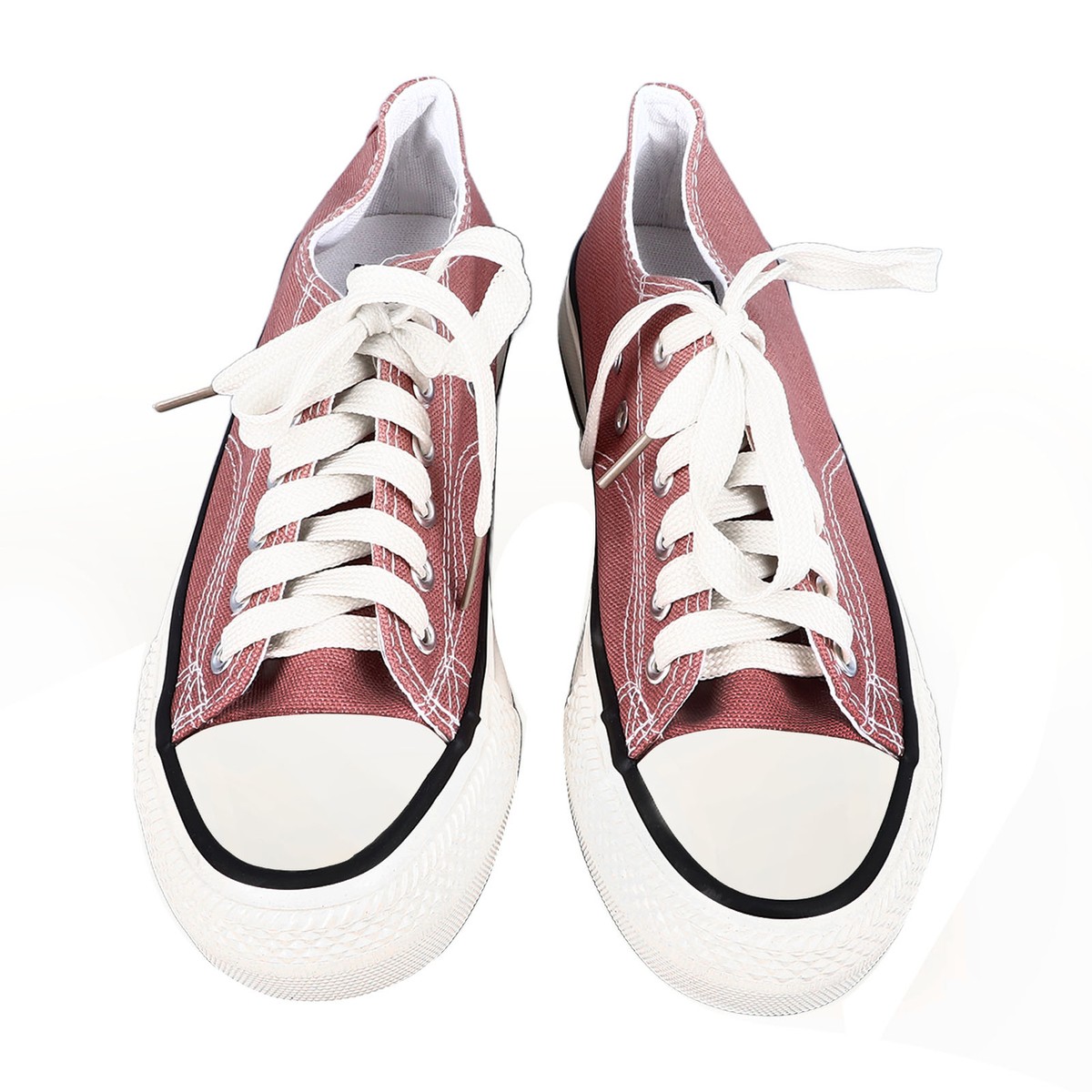 Russet Red 37 2pcs Thicken Bottom Canvas Shoes Fashionable Vintage Lace Up  C CMM
