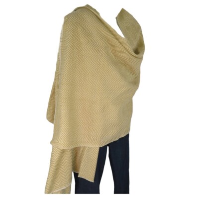 Cashmere|Shaw/Throw|HandLoomed|Nepal|''Natural''|2 Color Mix| Tan & Ivory
