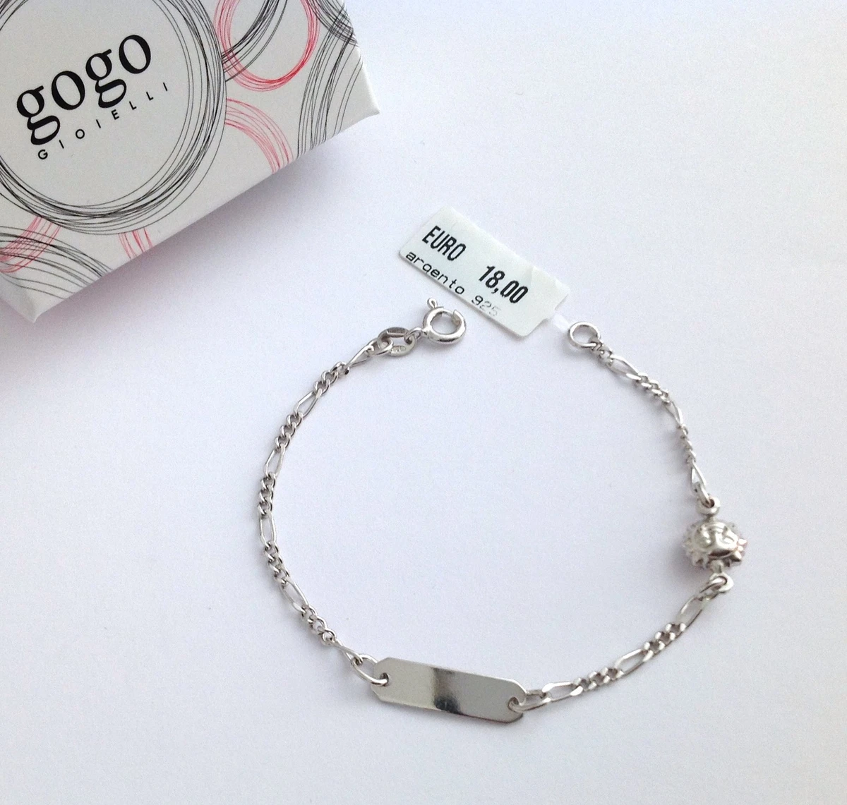 Precious Pieces Braccialetto Rigido Per Bambine In Argento Sterling 925 Placcato Oro 14K - Gioiello Ricordo Per Battesimo, Circonferenza 10,8 Cm