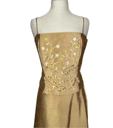 Vtg Prom Dress Sz L Maxi Gown Fairy 90s Y2K Princess Corset Glam Regency 2 Piece - Picture 3 of 19