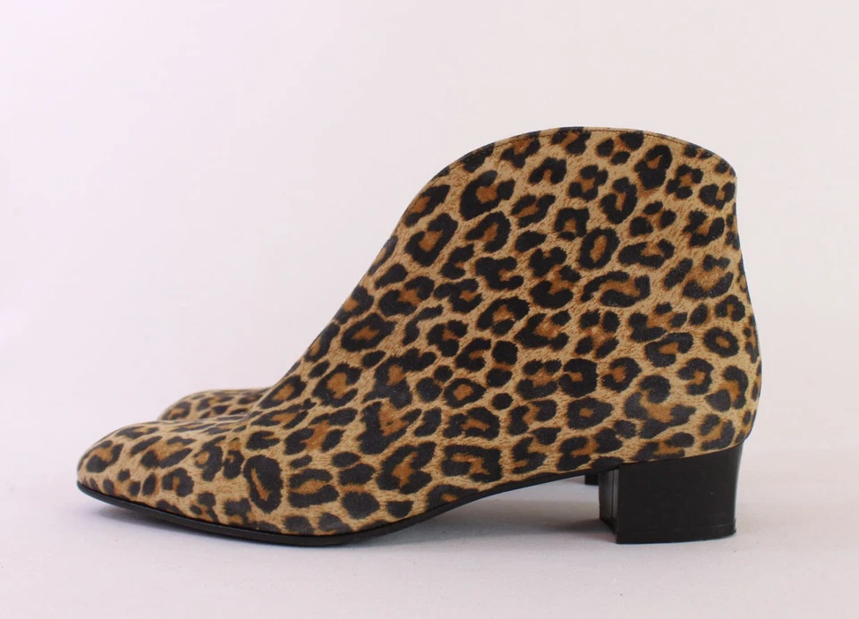 FS/NY Comfort Beige Black Tan Leopard Print Side Zip Ankle Boot Bootie 38 8 - Image 3 of 4
