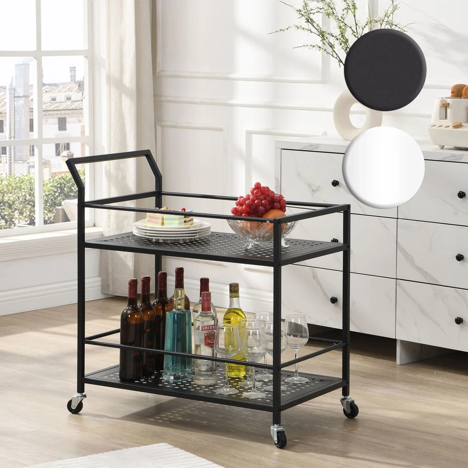FineBuy Métal 2 niveaux avec roulettes Desserte de cuisine Chariot de bar - Photo 1/1