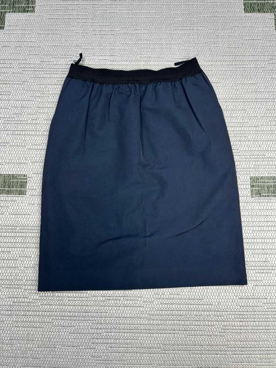 Celine Mini A Line Skirt Womens 36 Blue Cotton Pockets Elastic