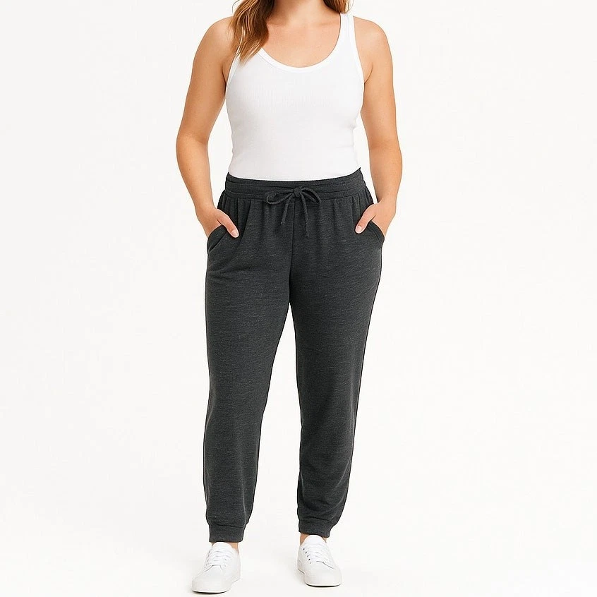 Pantalones deportivos SO Lounge medianos para mujer grises con cordón cintura elástica Foto 2 de 4