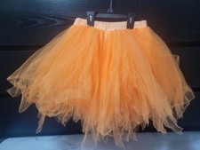 Girls Bright Orange Tulle Tutu Skirt Layered Dance Ballet Costume Party Size 10
