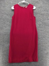 J Jill Dress Womens 4 Red Sleeveless Stretch Sheath Knit Knee Length Work Office