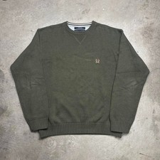 Tommy Hilfiger Sweater Chunky Knit Olive Green XL Crest Logo