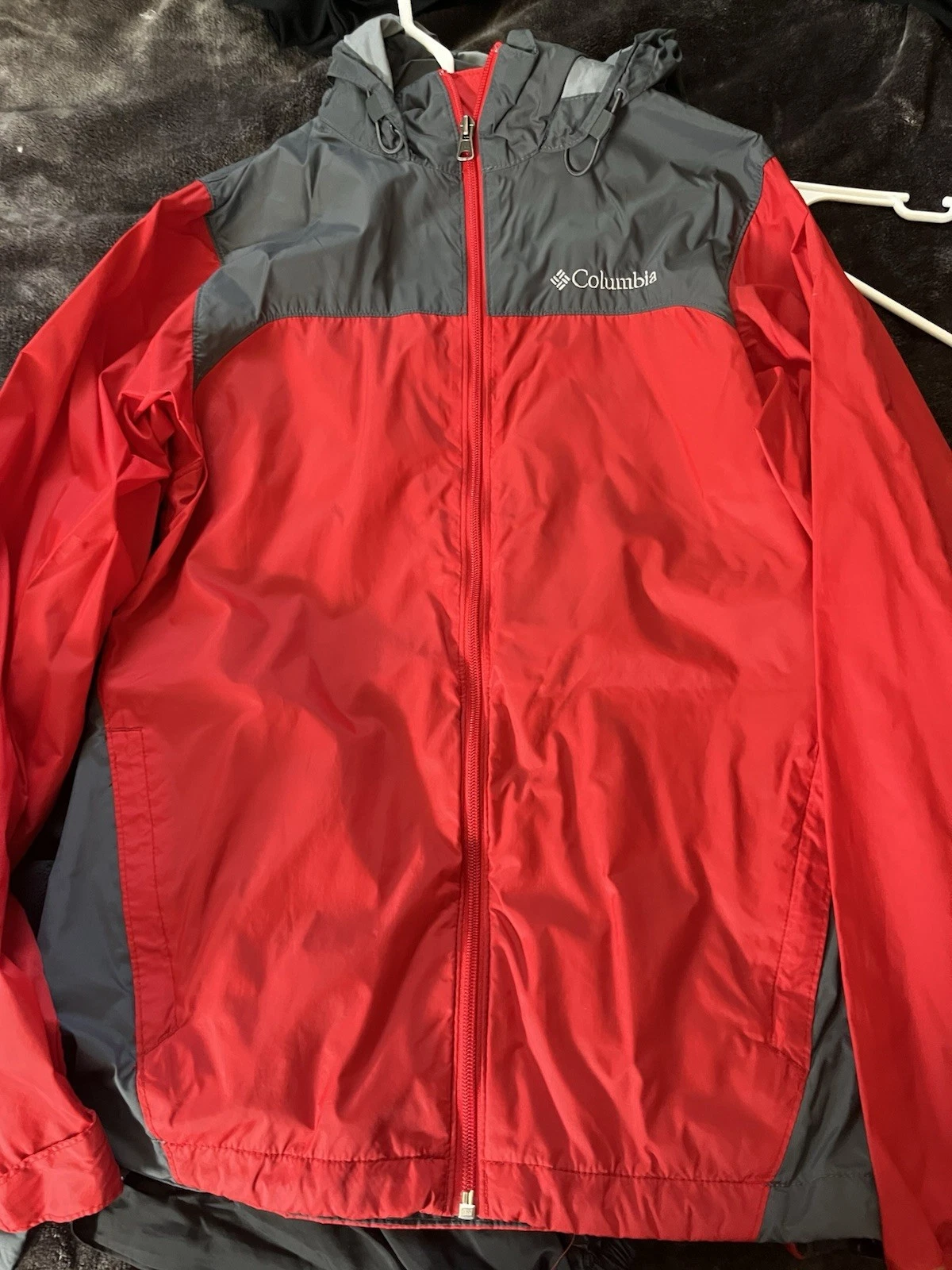 Columbia Men's Waterproof Windbreaker Jacket Red/Grey, Size Xs, Unworn