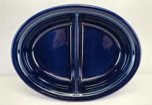 FIESTA divided OVAL vegetable SERVING BOWL cobalt blue NEW 10.25" 40 oz.