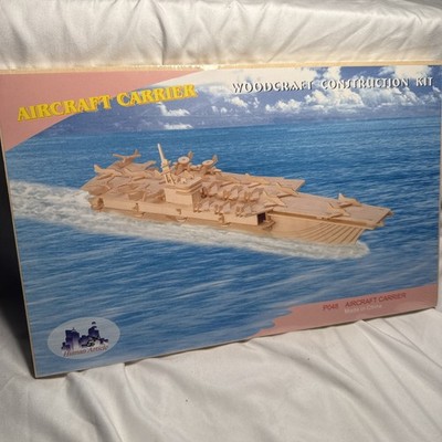 Aircraft Carrier P048 Woodcraft Wood Puzzle Construction Kit by Human Article