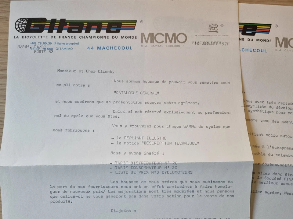 catalogue publicitaire original GITANE Gamme 1971 moto champion super super cors - Photo 3/4