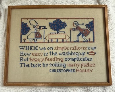 Christopher Morley Quote Quotation Cross Stitch Sampler Red White Blue