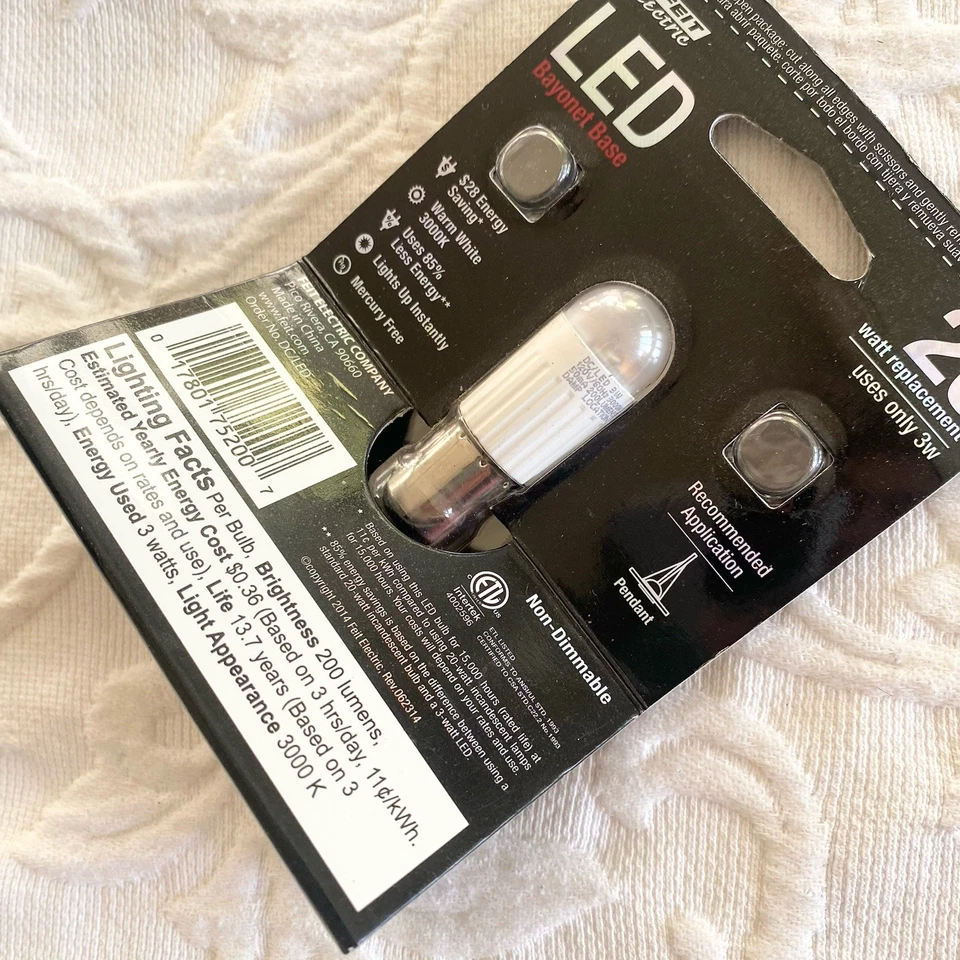 Feit DC/LED 20W Replacement Mini Candelabra 3000K Non-Dimmable LED Light - Image 3 of 4