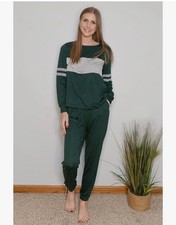 Women s XL 2 Piece Long Sleeve Top High Waisted Sweatpants Travel Lounge Set