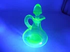 Anchor Hocking Uranium Green  depression glass 5.5" Small Cruet with Stopper