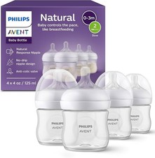 Philips Avent Natural Baby Bottles with Natural Response Nipples - 4oz 4 Pack 