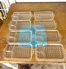 Vintage Anchor Hocking Serva-Snack Clear Glass Plate Tray Set of 8 EUC