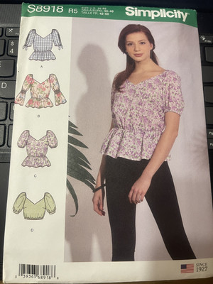 Simplicity Pattern S8918 Ms Peasant Top w/Sleeve~Length~Peplum Variations 14-22