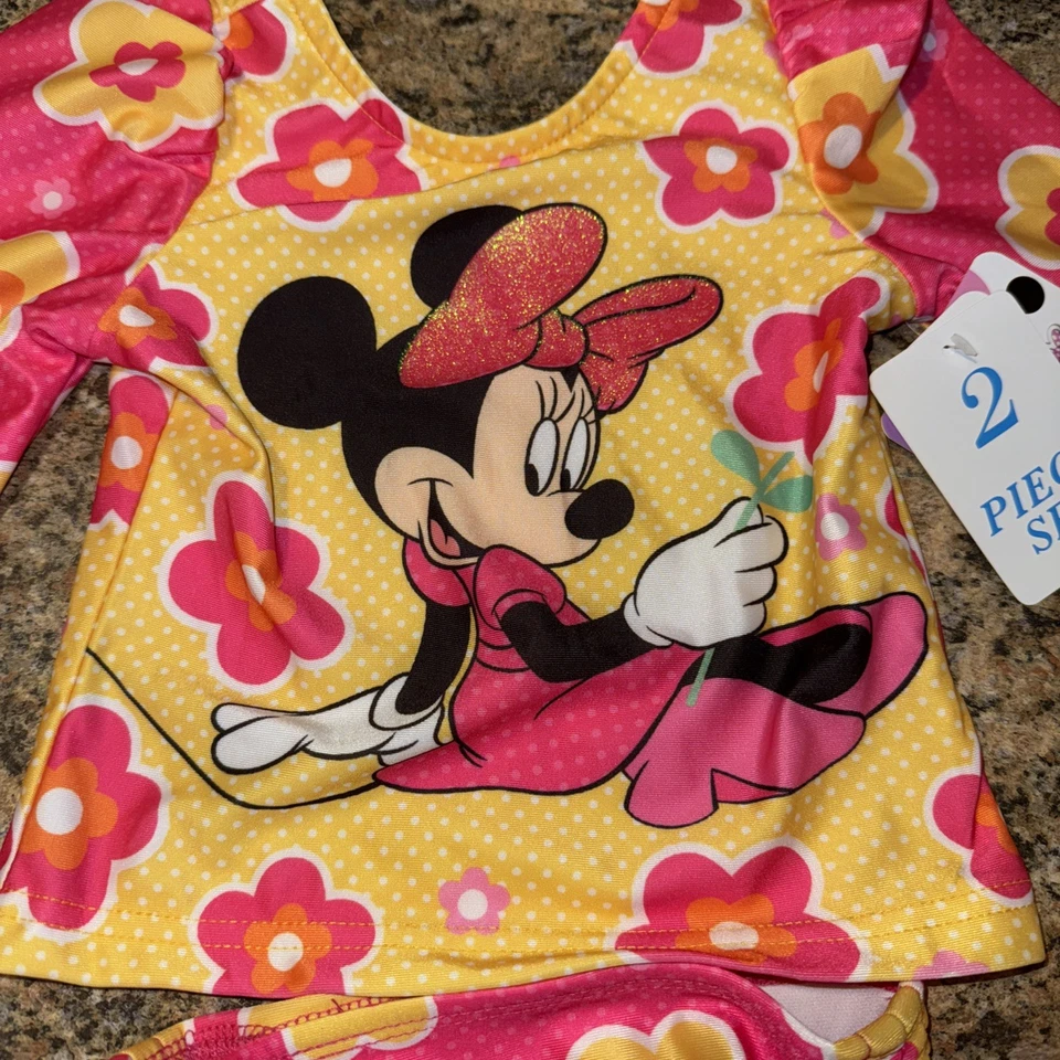 Baby Mädchen 18 Monate Disney Minnie Mouse 2-teilige Bademode UPF-50+ Rashguard Badeanzug neu - Bild 2 von 4
