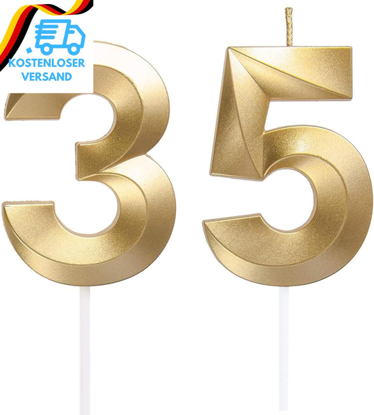 Geburtstagskerzen Zahlen 35/53, Gold Geburtstag Kerzen, ZahlenföRmige Kerze, 3D-image