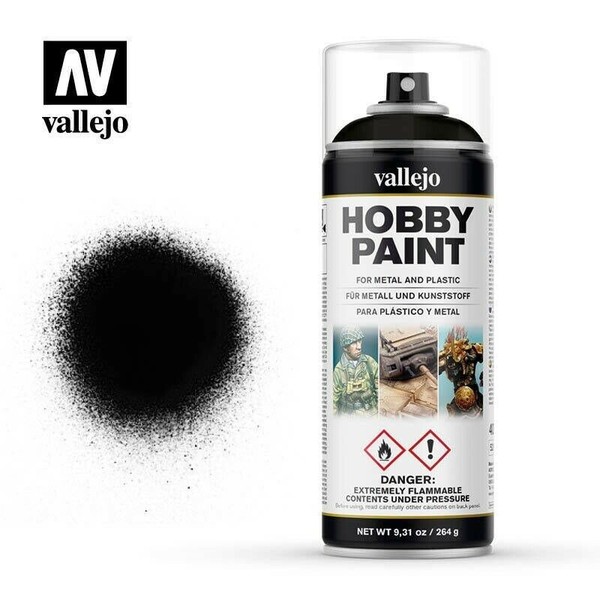 Vallejo 28.012 Hobby Paint Spray Primer Premium Black Schwarz 400Ml-image