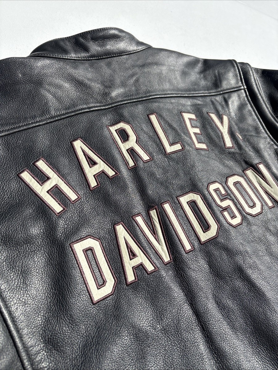 Harley Davidson Men's BIRLER Leather Jacket Black Distressed Large