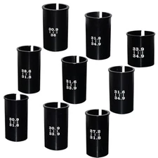 Black Bike Seat Post Adapter Shim Set - 9 Sizes Bicycle Tube Conversion Sleeve 