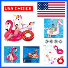 3PCS Pool Floats Adult Set - Unicorn Flamingo Watermelon Inflatable Beach...