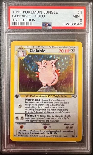 1999 POKEMON JUNGLE 1ST EDITION #1/64 CLEFABLE HOLO PSA 9