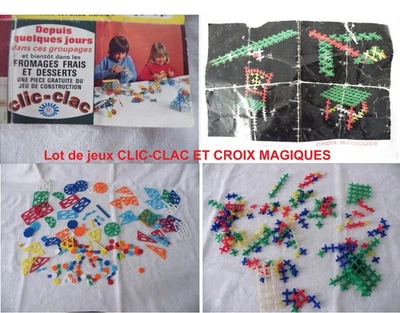 LOT 2 JEUX JOUETS BAZARD CONSTRUCTION Vintage 1950/60 Clic-clac & Croix magiques - Photo 1/4